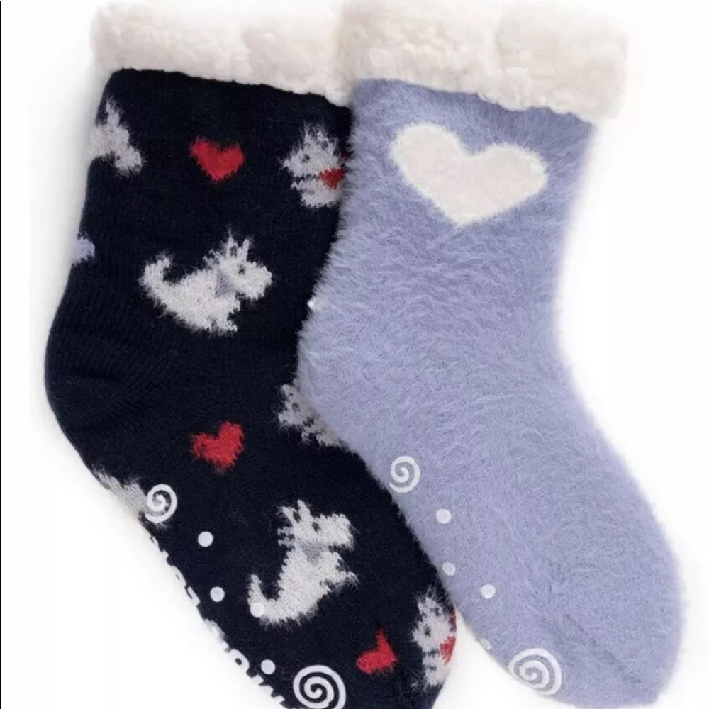 2 Pack Muk Luks Cabin Socks Blue With Scotty Dogs